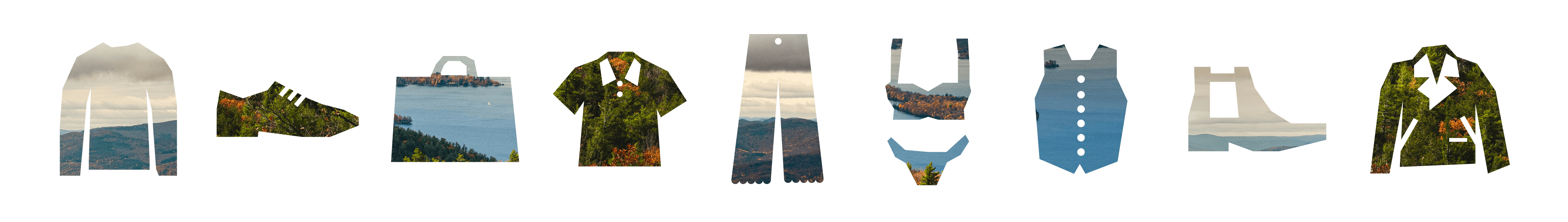 Row of clothes with Hudson Valley image as the pattern